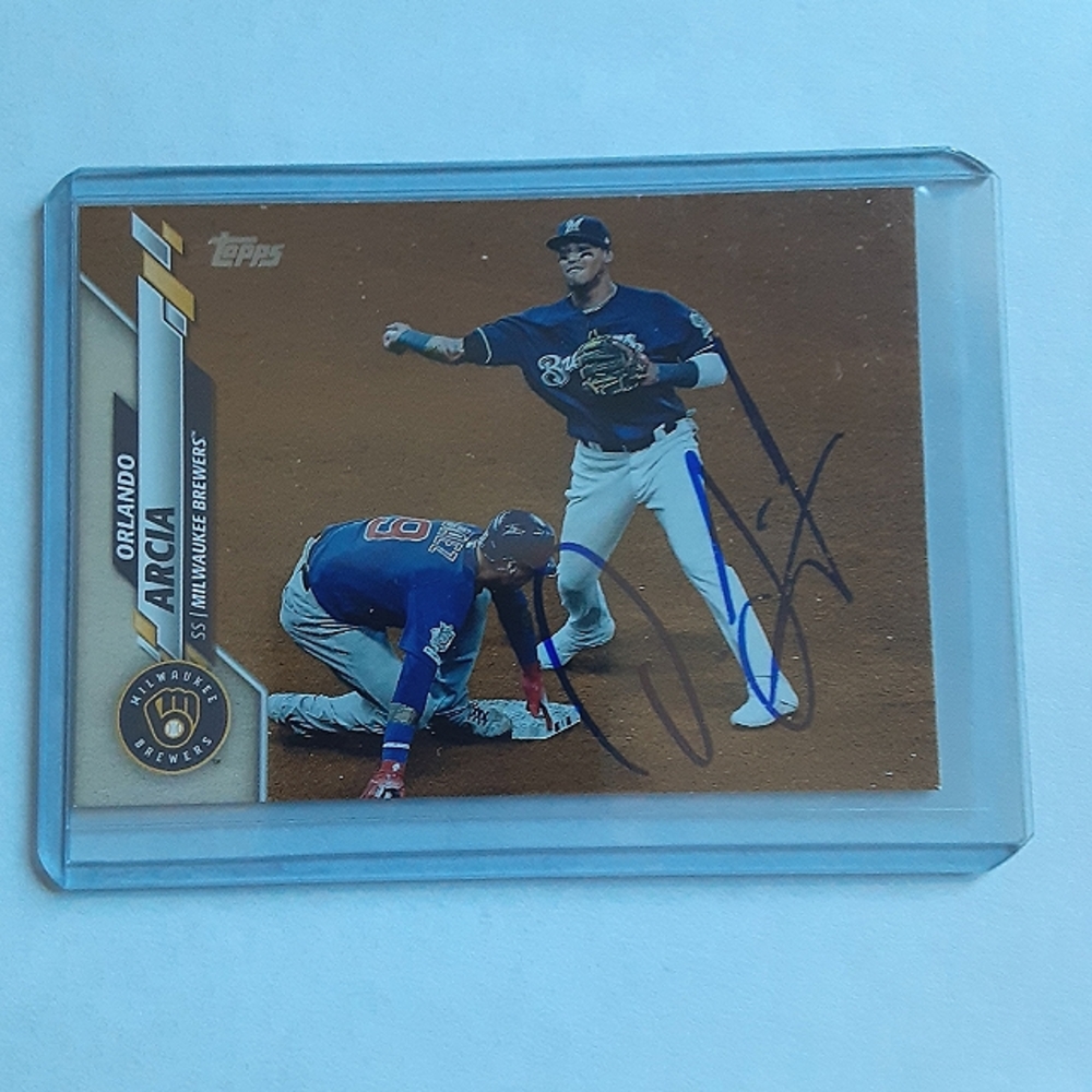 Brewers Braves aurograph Orlando Arcia signed baseball card